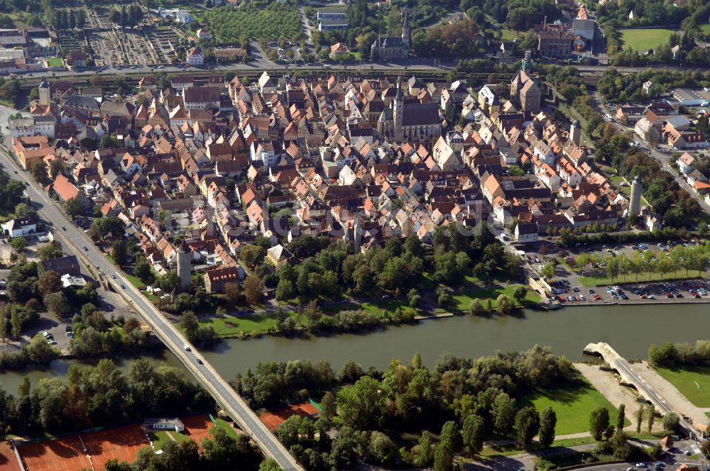 Ochsenfurt von oben - Main Uferbereich Südufer zwischen Marktbreit und Großmannsdorf