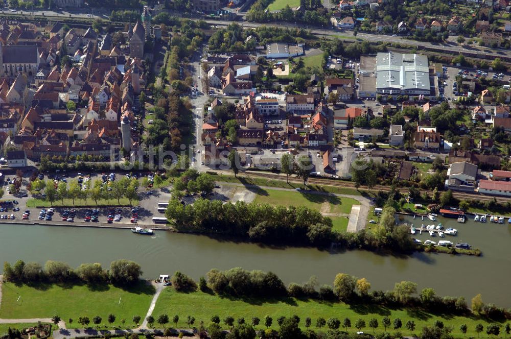 Ochsenfurt von oben - Main Uferbereich Südufer zwischen Marktbreit und Großmannsdorf