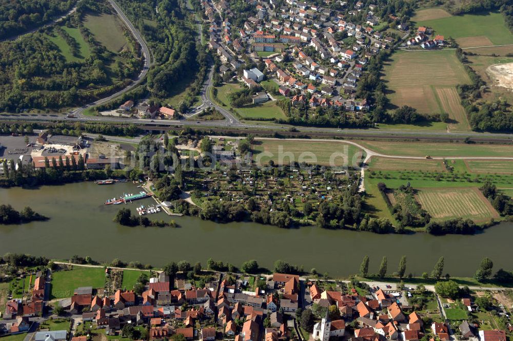 Luftaufnahme Ochsenfurt - Main Uferbereich Südufer zwischen Marktbreit und Großmannsdorf