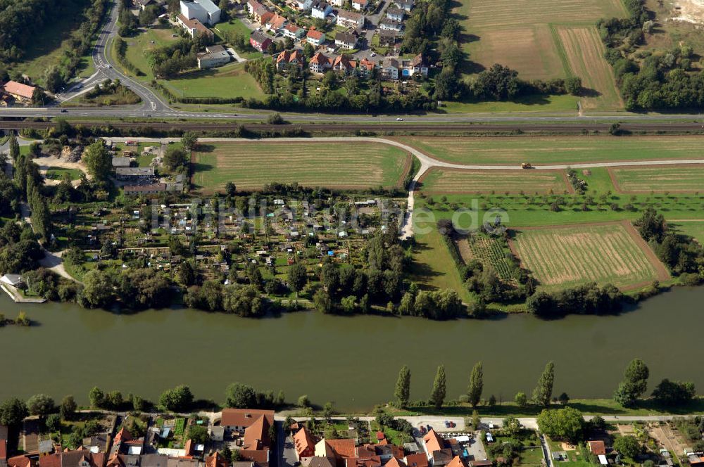 Ochsenfurt von oben - Main Uferbereich Südufer zwischen Marktbreit und Großmannsdorf