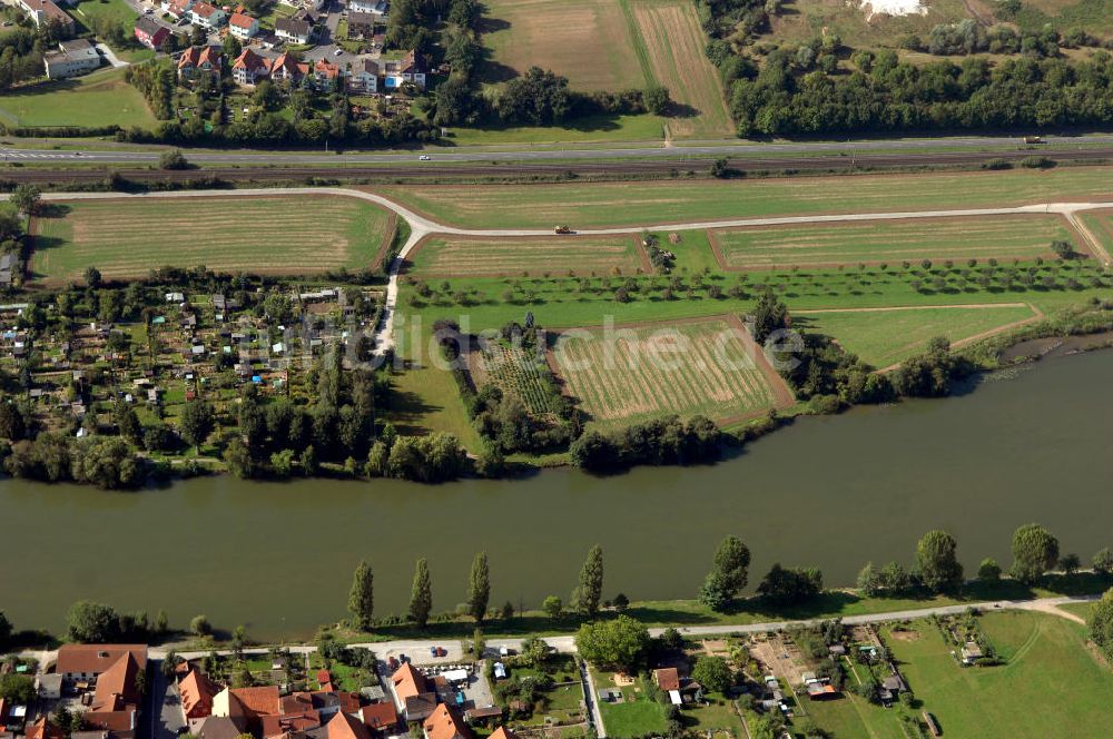 Ochsenfurt aus der Vogelperspektive: Main Uferbereich Südufer zwischen Marktbreit und Großmannsdorf