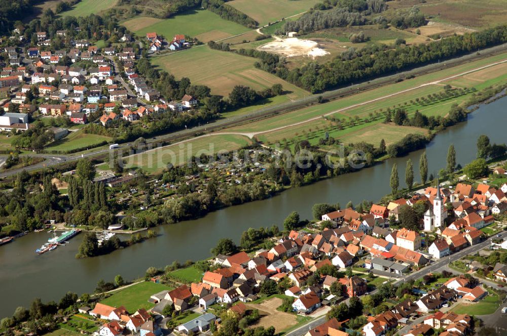 Luftbild Ochsenfurt - Main Uferbereich Südufer zwischen Marktbreit und Großmannsdorf