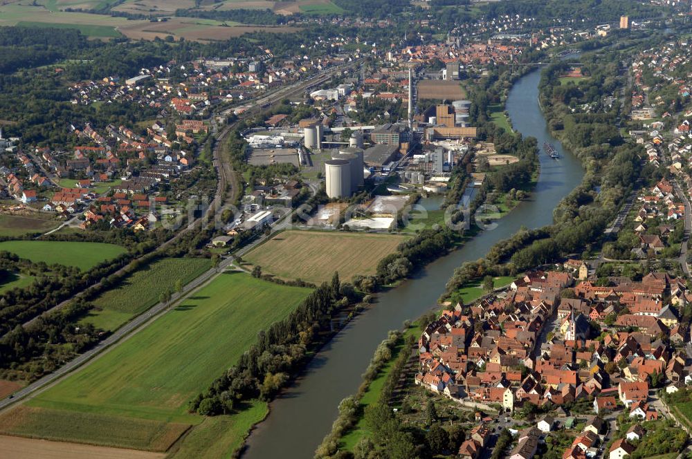 Frickenhausen am Main von oben - Main Uferbereich zwischen Marktbreit und Großmannsdorf