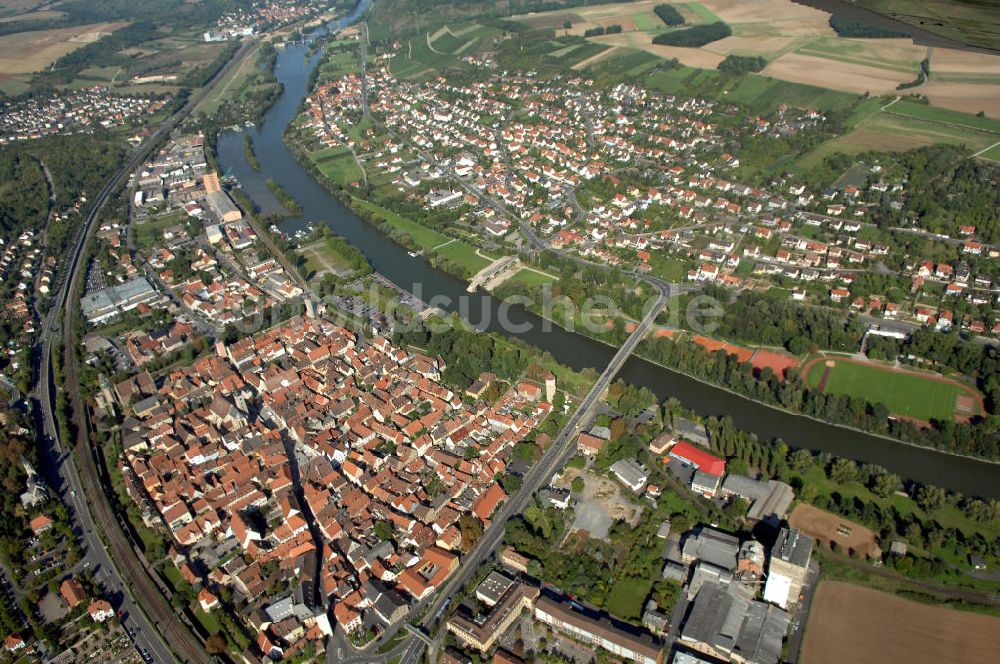 Ochsenfurt von oben - Main Uferbereich zwischen Marktbreit und Großmannsdorf