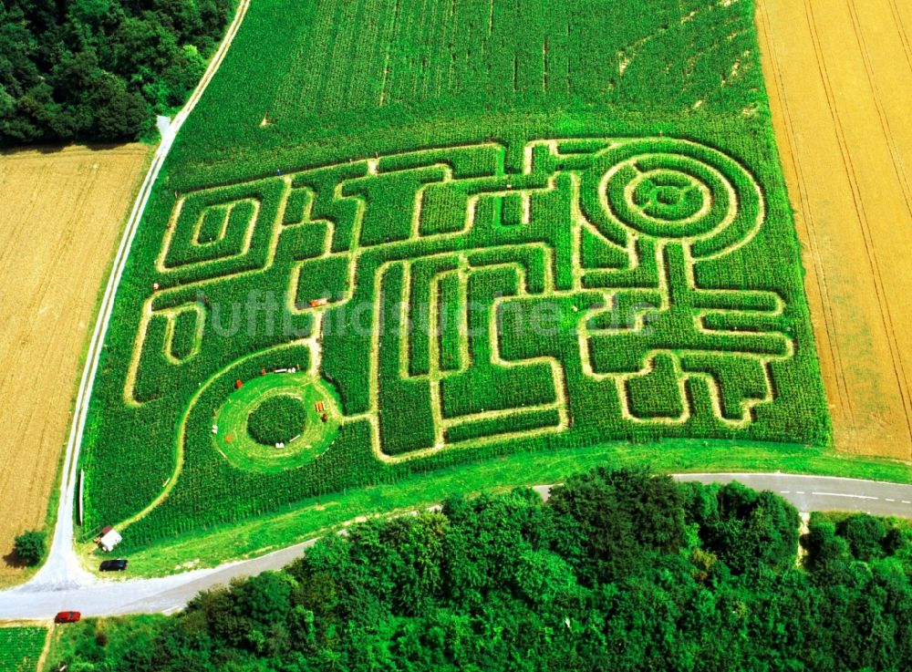 Luftaufnahme Würzburg - Maislabyrinth bei Würzburg im Bundesland Bayern