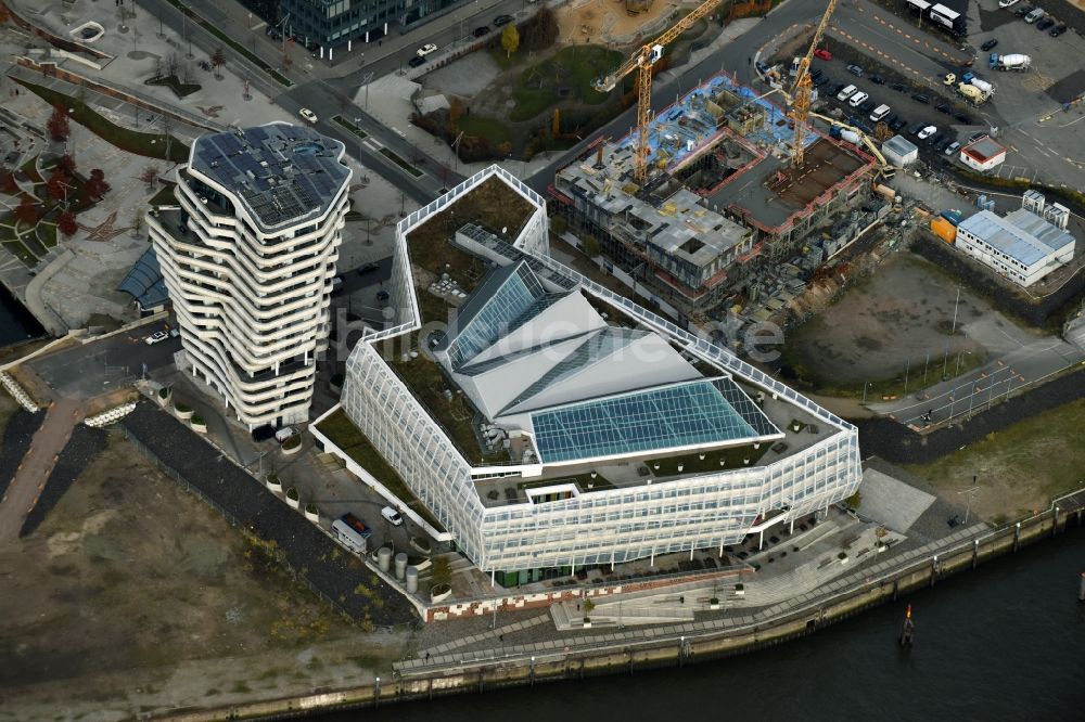 Luftaufnahme Hamburg - Marco-Polo-Tower und die Deutschlandzentrale von Unilever in der Hamburger HafenCity