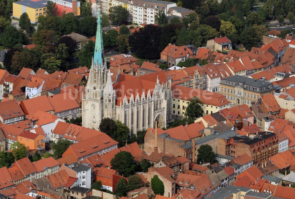 Mühlhausen von oben - Marienkirche am Obermarkt in Mühlhausen in Thüringen