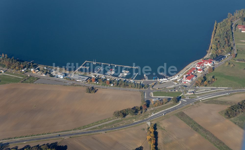 Luftbild Elsterheide - Marina - Hafenbereich am Ufer des Geierswalder Sees in Elsterheide Geierswalde im Bundesland Sachsen, Deutschland