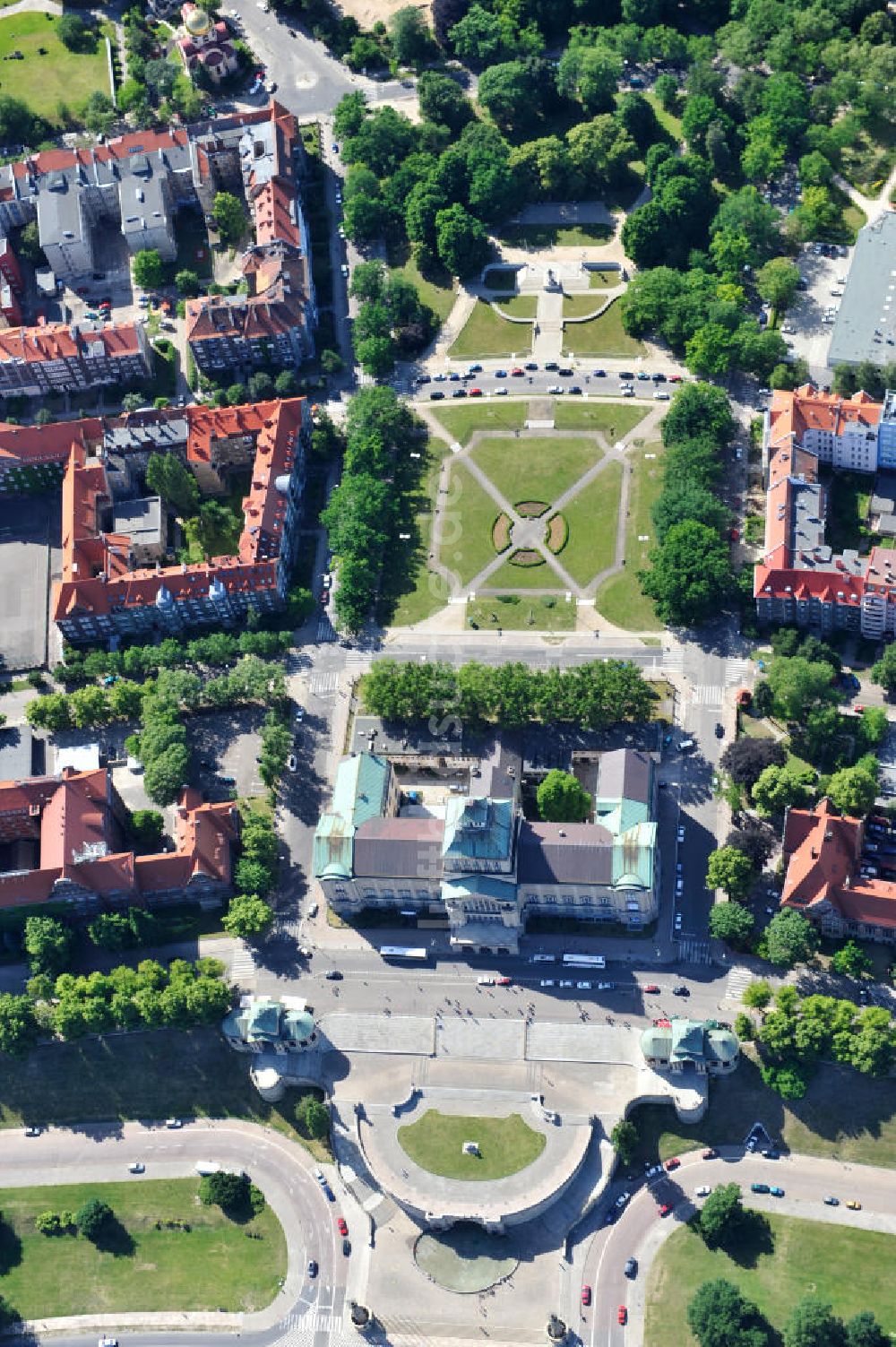 Luftbild Stettin / Szczecin - Maritimes Museum an der Hakenterasse am Adam-Mickiewicz-Platz in Stettin / Szczecin