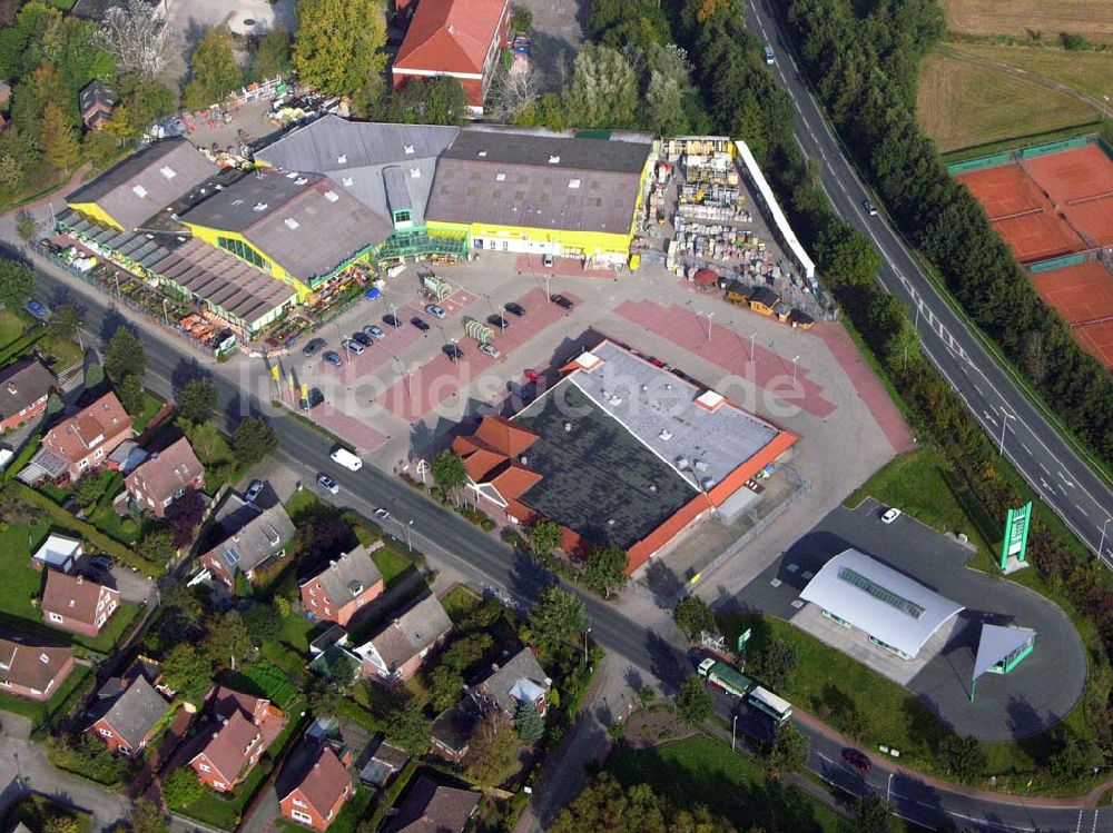 Luftbild Marienhafe - Marktkauf Bau- und Gartencenter mit Tankstelle