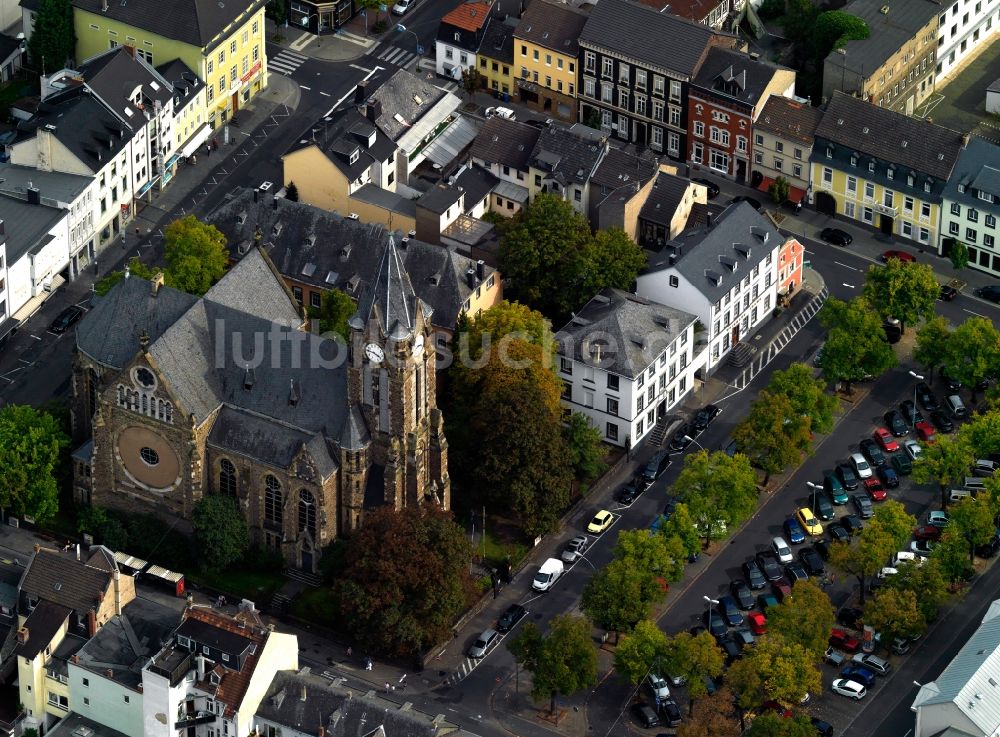 Neuwied aus der Vogelperspektive: Marktkirche in der Altstadt von Neuwied im Bundesland Rheinland-Pfalz