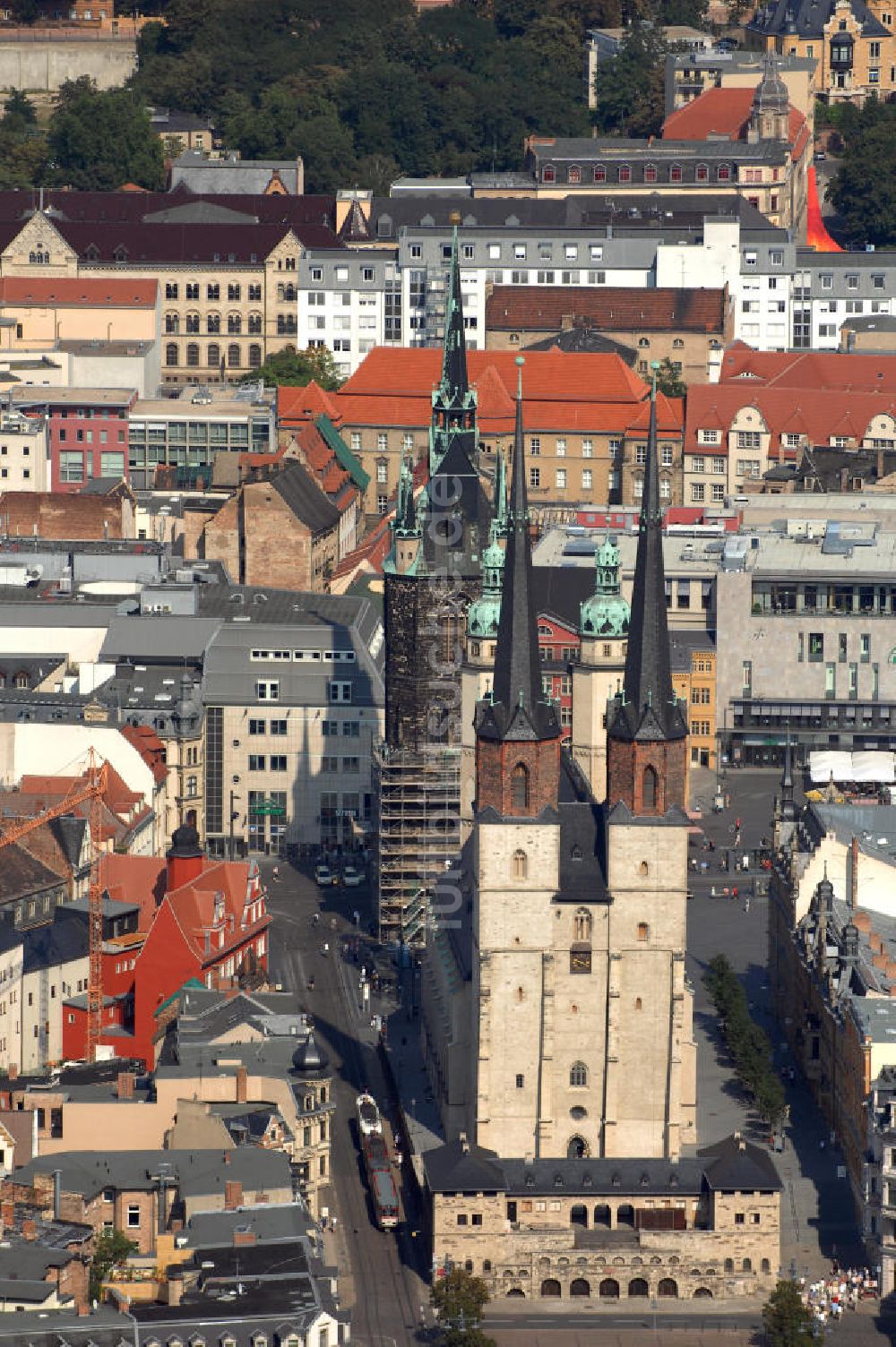 Luftbild Halle (Saale) - Marktkirche Unser Lieben Frauen (Halle)