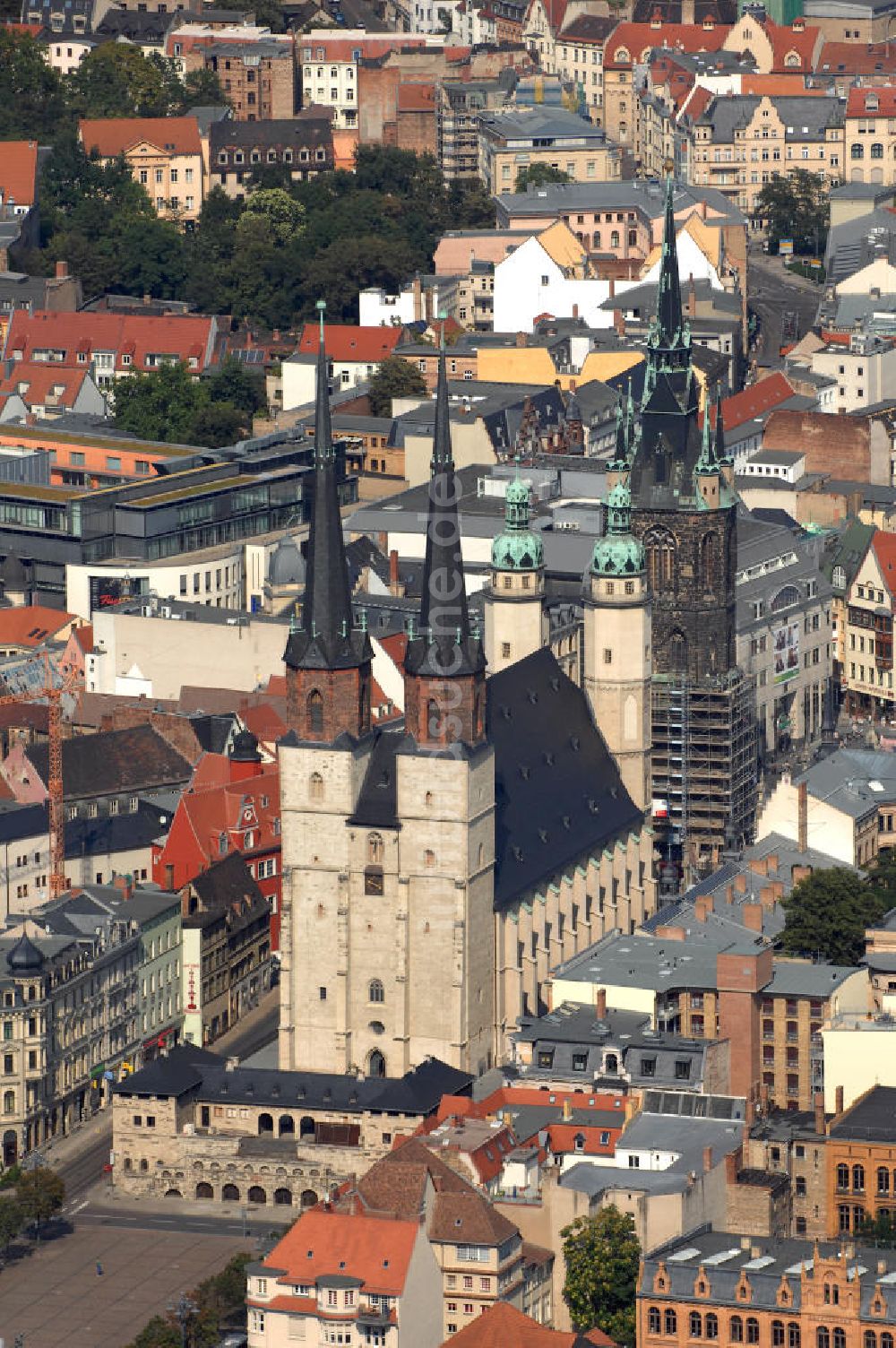 Halle (Saale) aus der Vogelperspektive: Marktkirche Unser Lieben Frauen (Halle)