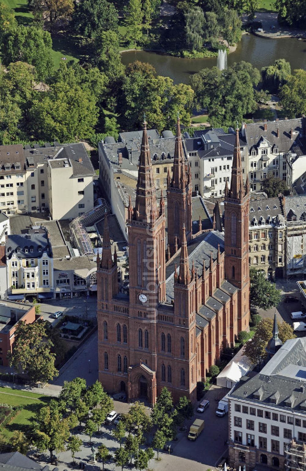 Wiesbaden aus der Vogelperspektive: Marktkirche Wiesbaden