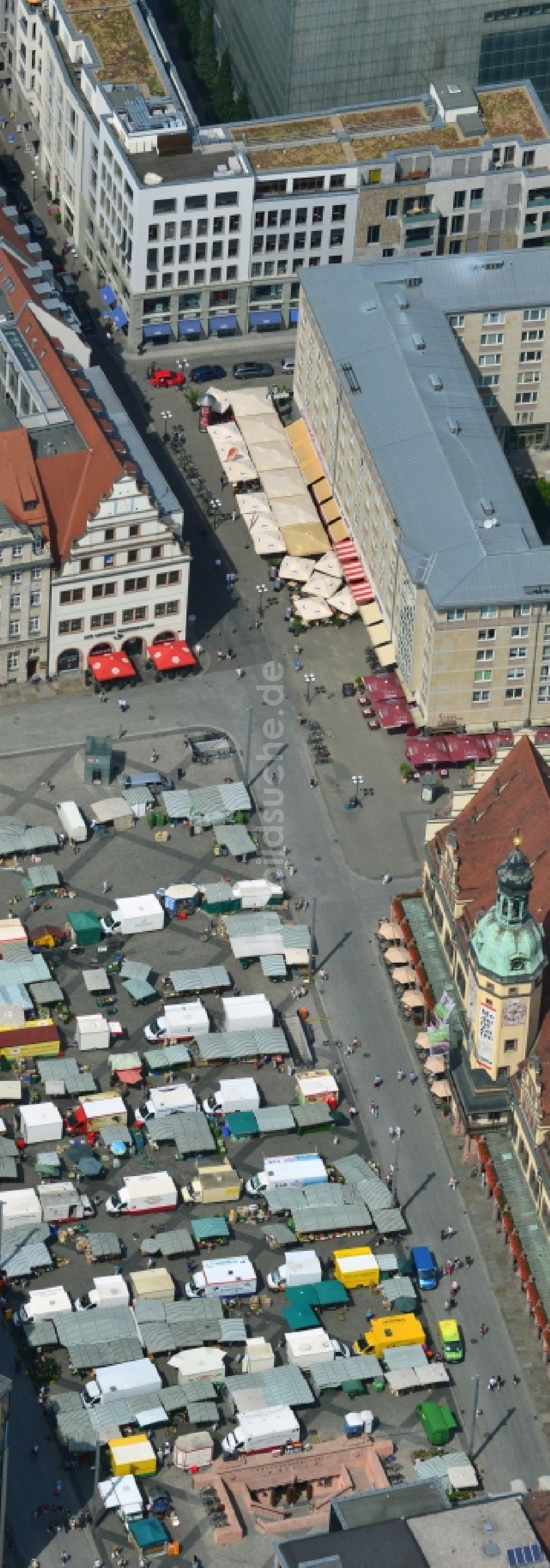 Luftbild Leipzig - Marktplatz am Altes Rathaus am Markt in Leipzig im Bundesland Sachsen