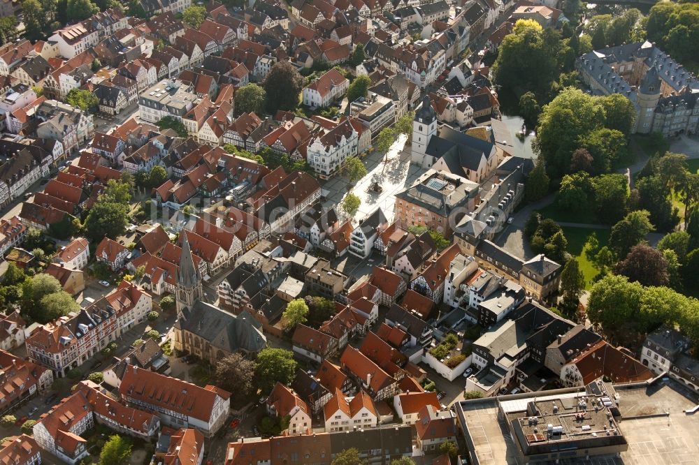 Detmold von oben - Marktplatz in Detmold im Bundesland Nordrhein-Westfalen