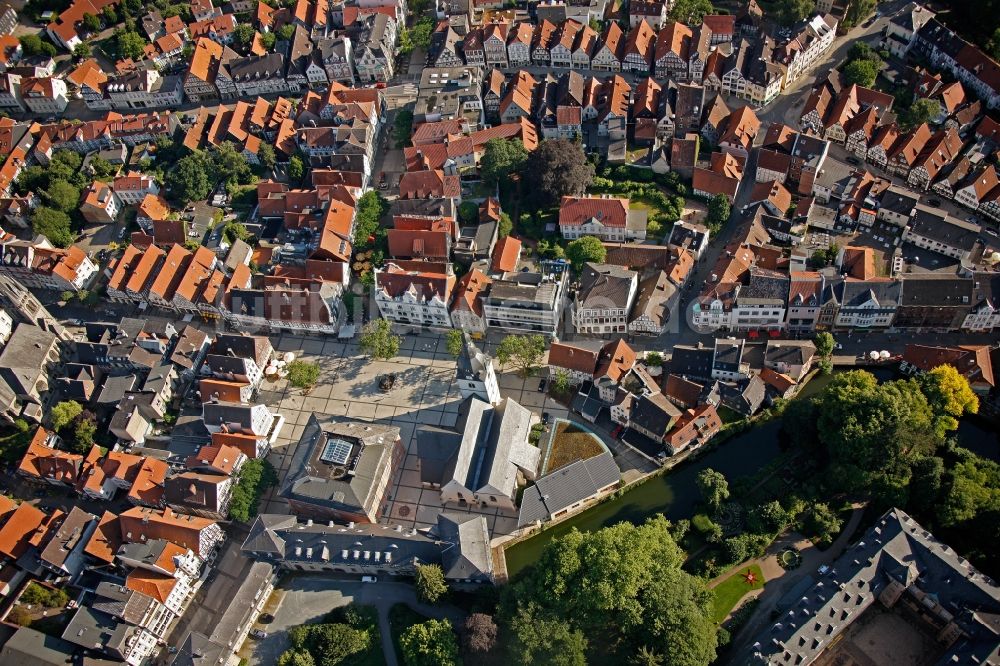 Detmold aus der Vogelperspektive: Marktplatz in Detmold im Bundesland Nordrhein-Westfalen