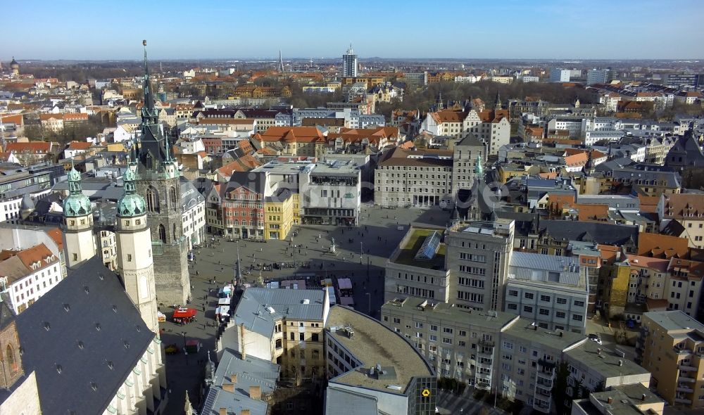 Halle ( Saale ) von oben - Marktplatz in Halle ( Saale ) im Bundesland Sachsen-Anhalt