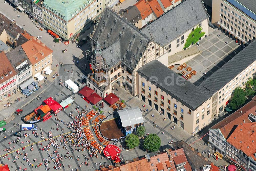 Schweinfurt von oben - Marktplatz am Rathaus von Schweinfurt