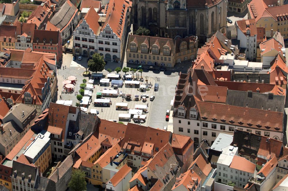 Luftbild Naumburg - Marktplatz mit Stadtkirche St. Wenzel