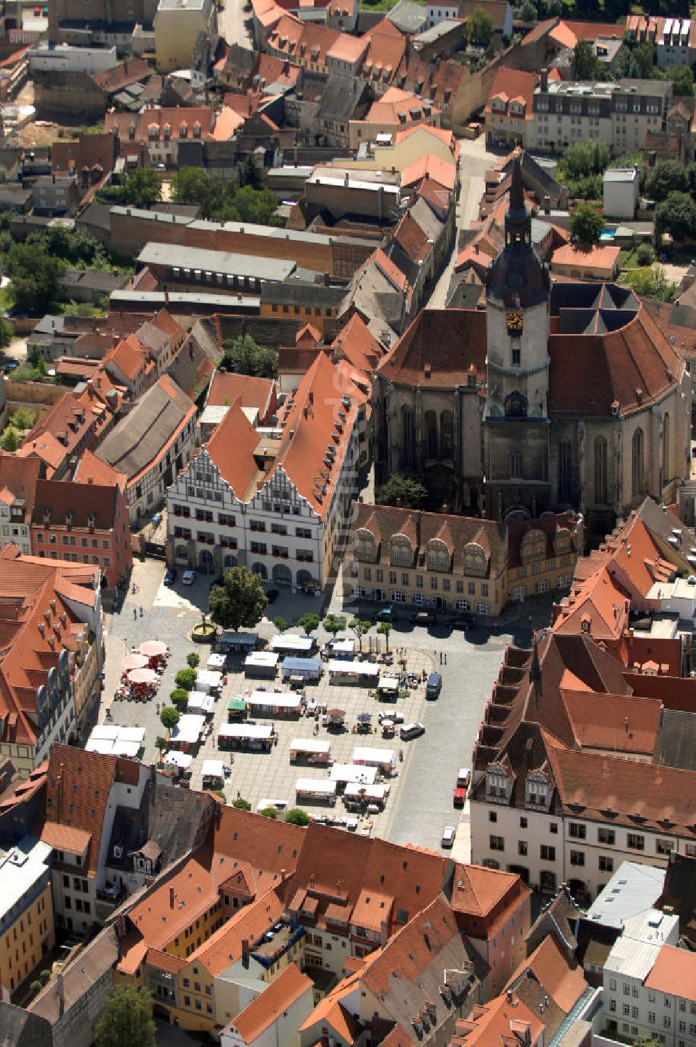 Naumburg von oben - Marktplatz mit Stadtkirche St. Wenzel