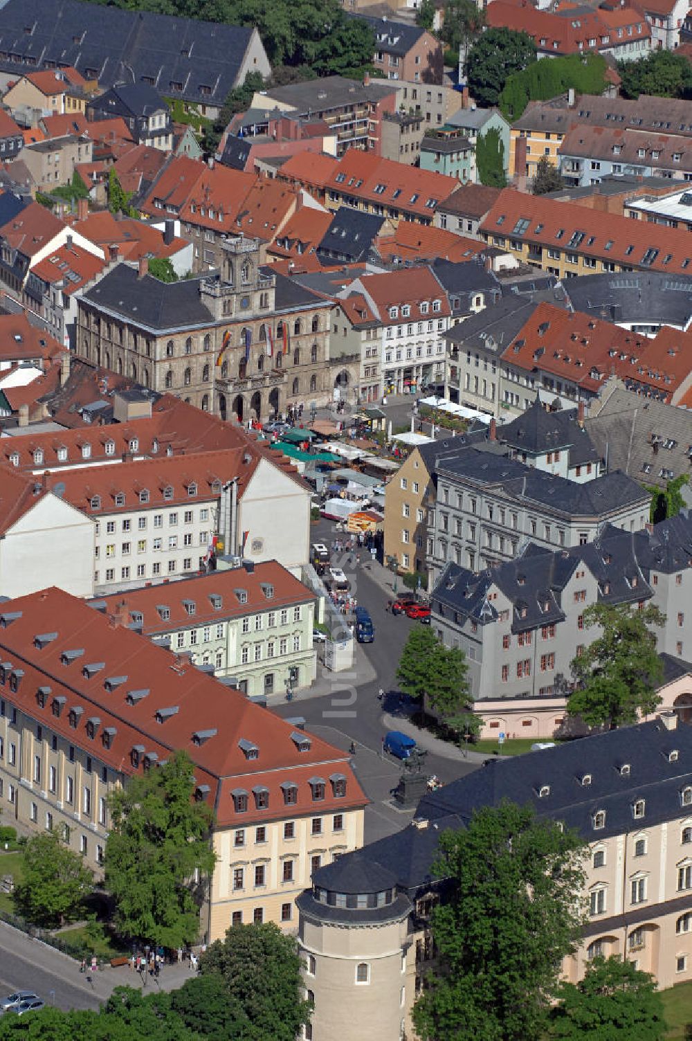 Weimar von oben - Marktplatz Weimar