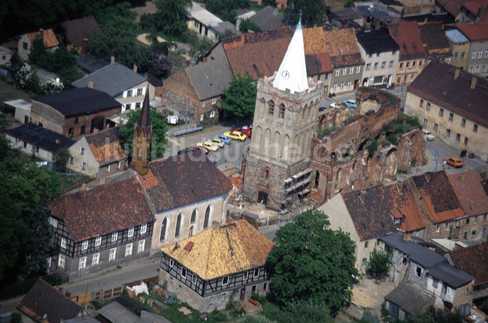 Lieberose von oben - Martplatz von Lieberose mit Evanglischer Kirche