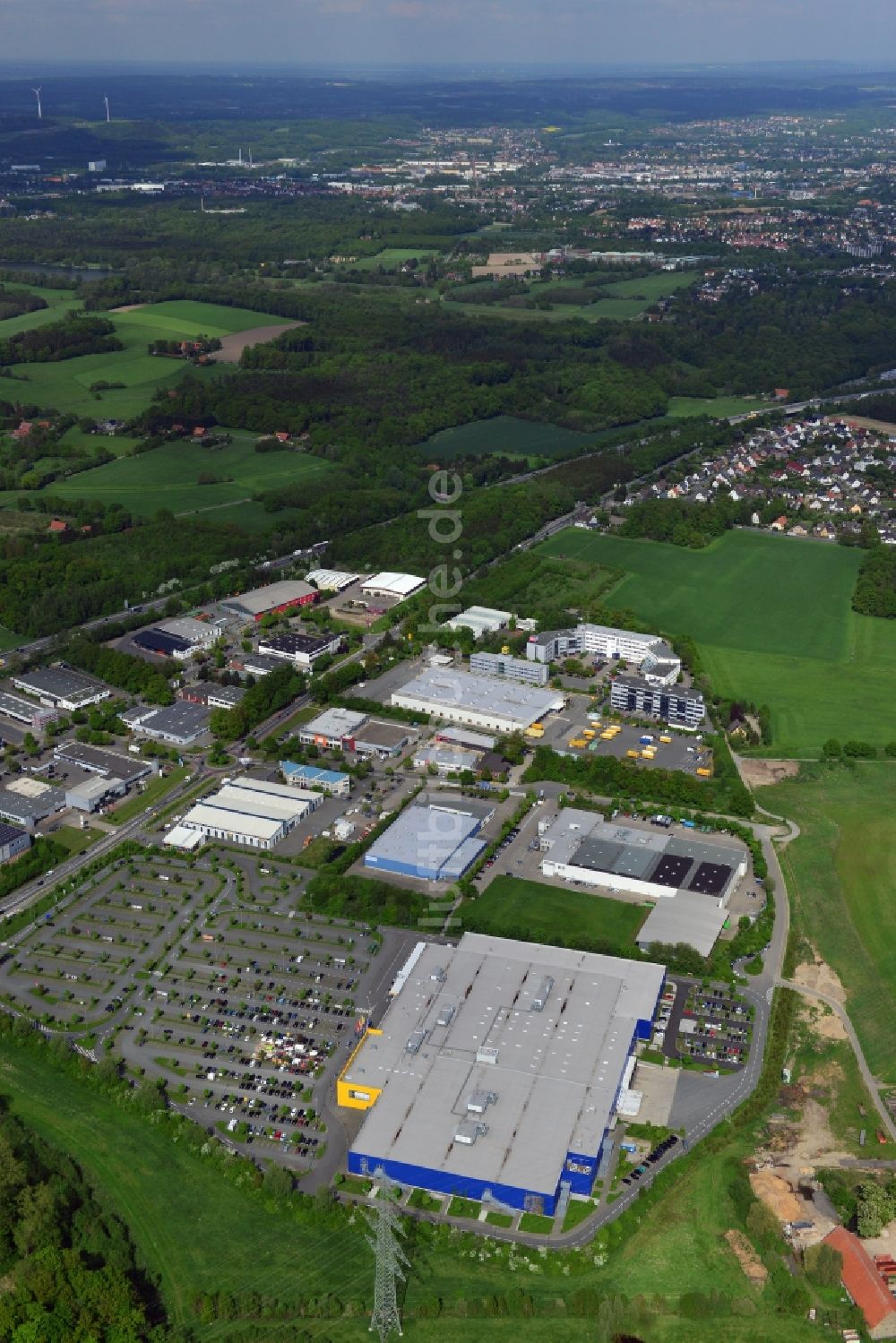 Luftaufnahme Osnabrück - Möbelmarkt IKEA Einrichtungshaus in Osnabrück im Bundesland Niedersachsen, Deutschland