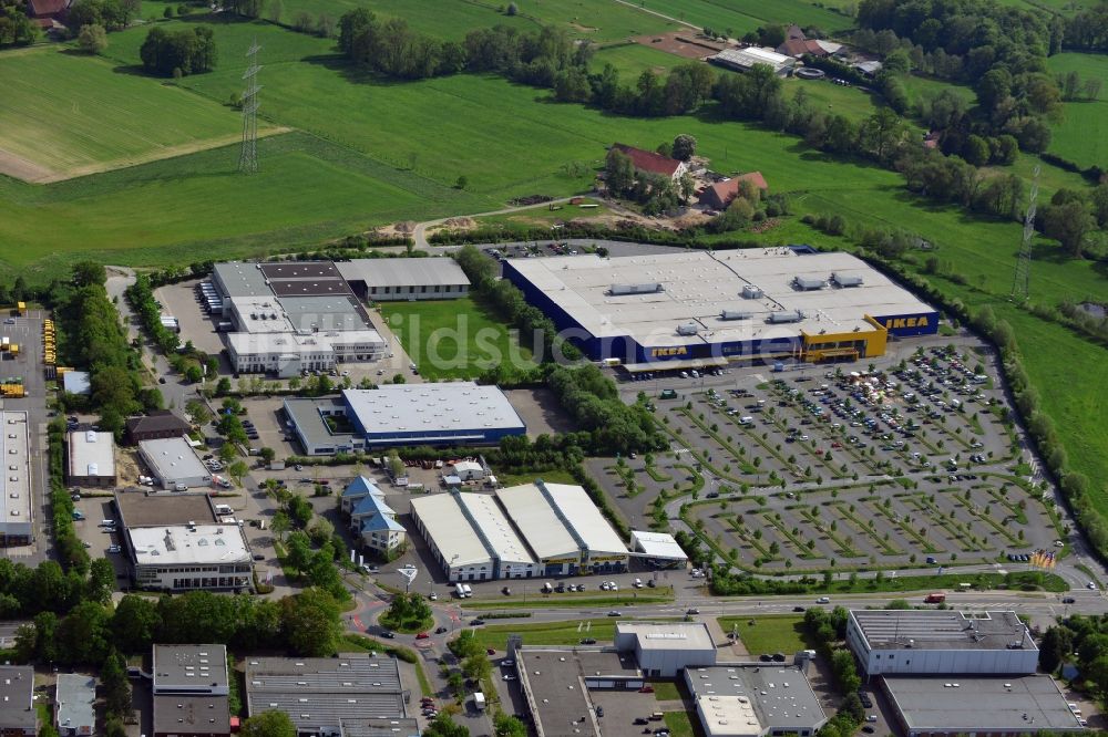 Luftaufnahme Osnabrück - Möbelmarkt IKEA Einrichtungshaus in Osnabrück im Bundesland Niedersachsen, Deutschland