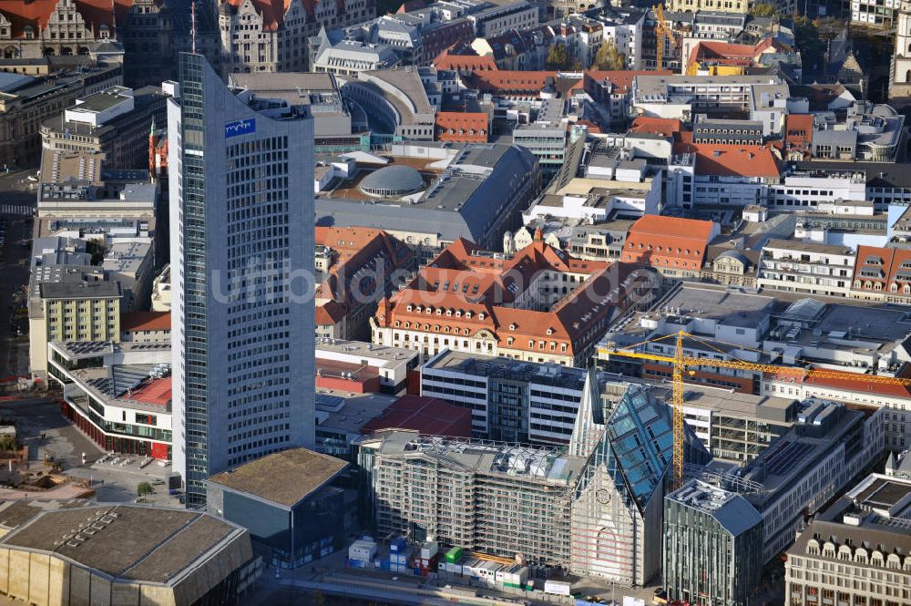 Luftaufnahme Leipzig - MDR Hochhaus und Uni-Baustelle in Leipzig