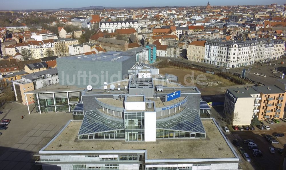 Halle ( Saale ) aus der Vogelperspektive: MDR- Landesfunkhaus mit der Konzerthalle Händelhalle und Spitze in Halle ( Saale ) im Bundesland Sachsen-Anhalt