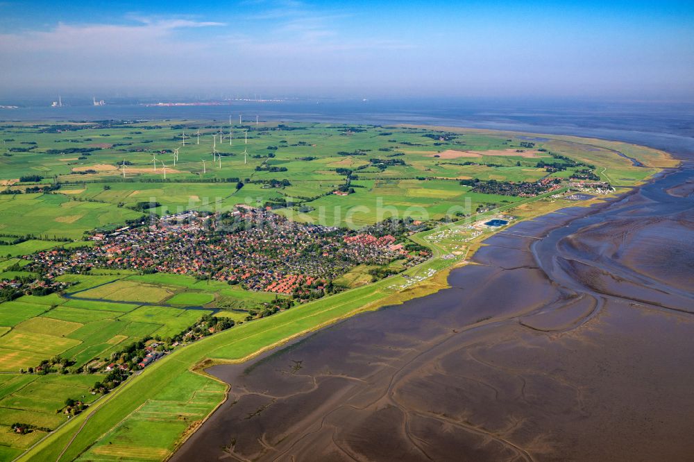 Luftaufnahme Butjadingen - Meeres-Küste Burhave in Butjadingen im Bundesland Niedersachsen, Deutschland