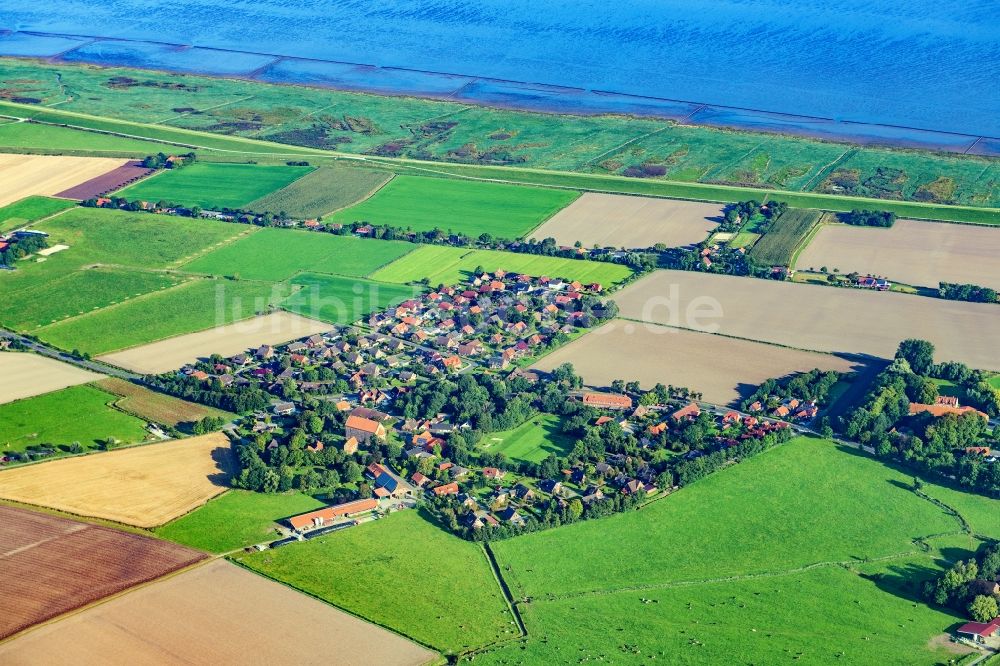 Luftaufnahme Wangerland - Meeres-Küste Minsen in Wangerland im Bundesland Niedersachsen, Deutschland