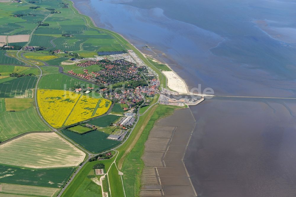 Luftbild Harlesiel - Meeres-Küste der Nordsee in Harlesiel im Bundesland Niedersachsen