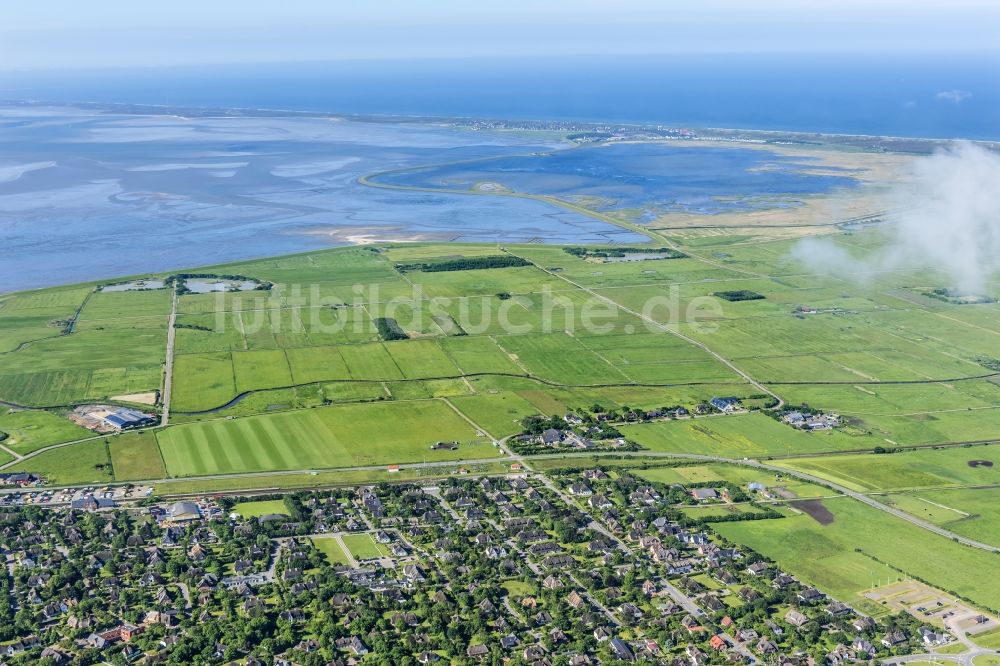 Sylt-Ost von oben - Meeres-Küste der Nordsee in Keitum im Bundesland Schleswig-Holstein