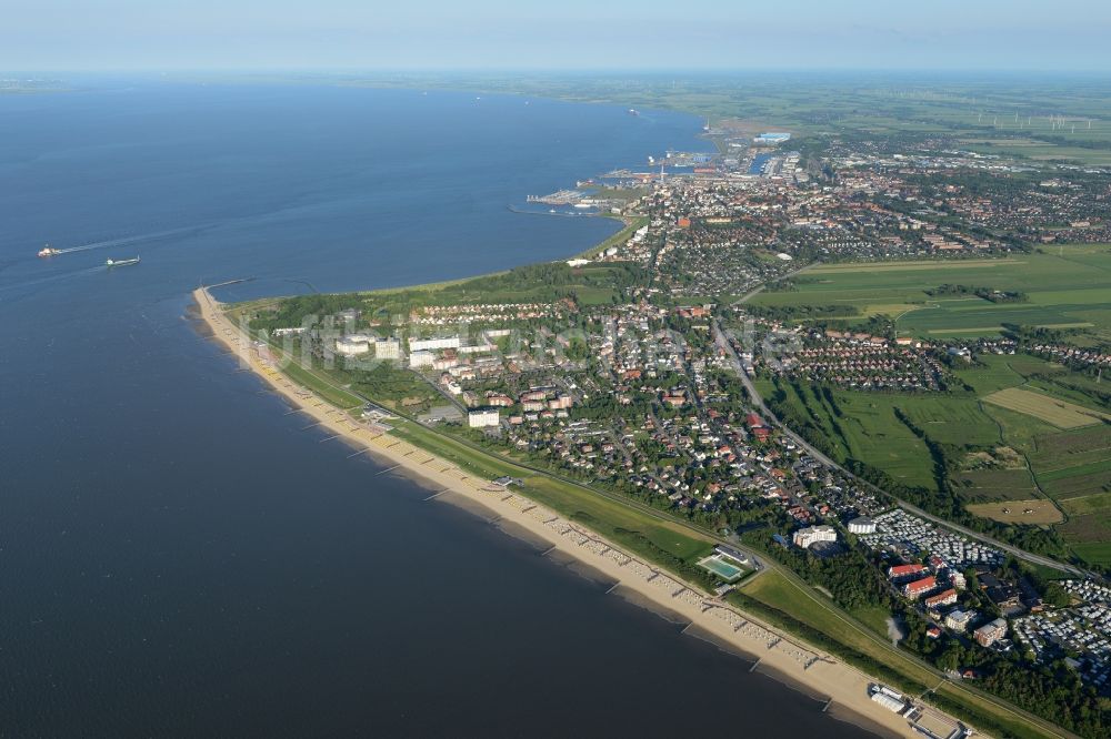 Sahlenburg aus der Vogelperspektive: Meeres-Küste der Nordsee in Sahlenburg im Bundesland Niedersachsen