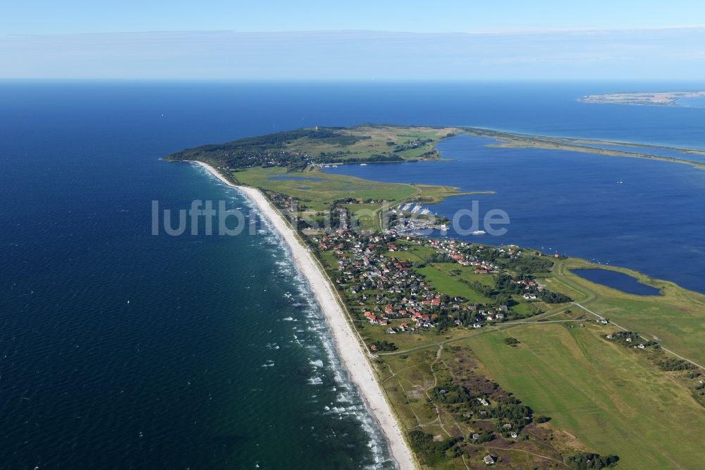 Luftaufnahme Insel Hiddensee - Meeres-Küste der Ostsee auf Insel Hiddensee im Bundesland Mecklenburg-Vorpommern