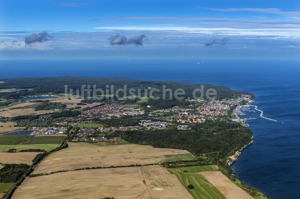 Sassnitz von oben - Meeres-Küste Ostsee Sassnitz im Bundesland Mecklenburg-Vorpommern