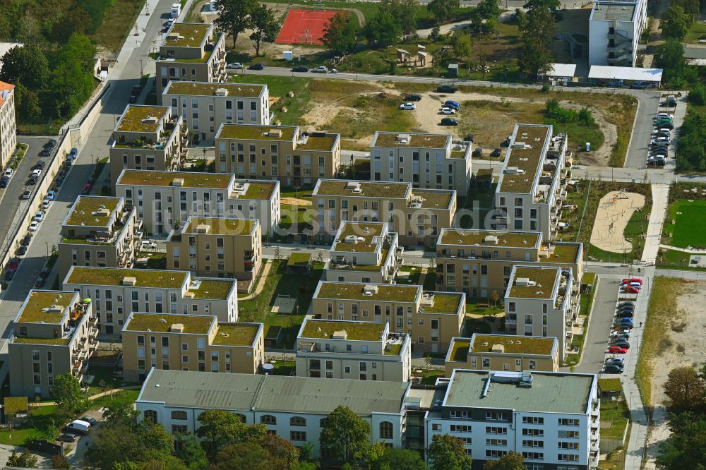 Luftaufnahme Dresden - Mehrfamilienhaus-Wohnanlage Alberstadt-Ost im Ortsteil Albertstadt in Dresden im Bundesland Sachsen, Deutschland