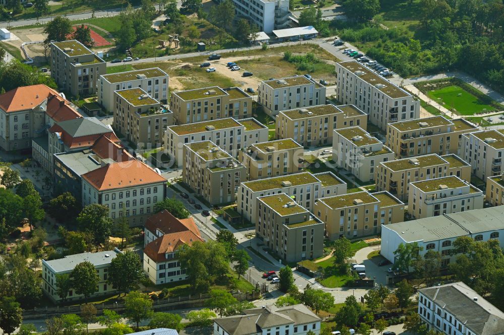 Luftbild Dresden - Mehrfamilienhaus-Wohnanlage Alberstadt-Ost im Ortsteil Albertstadt in Dresden im Bundesland Sachsen, Deutschland