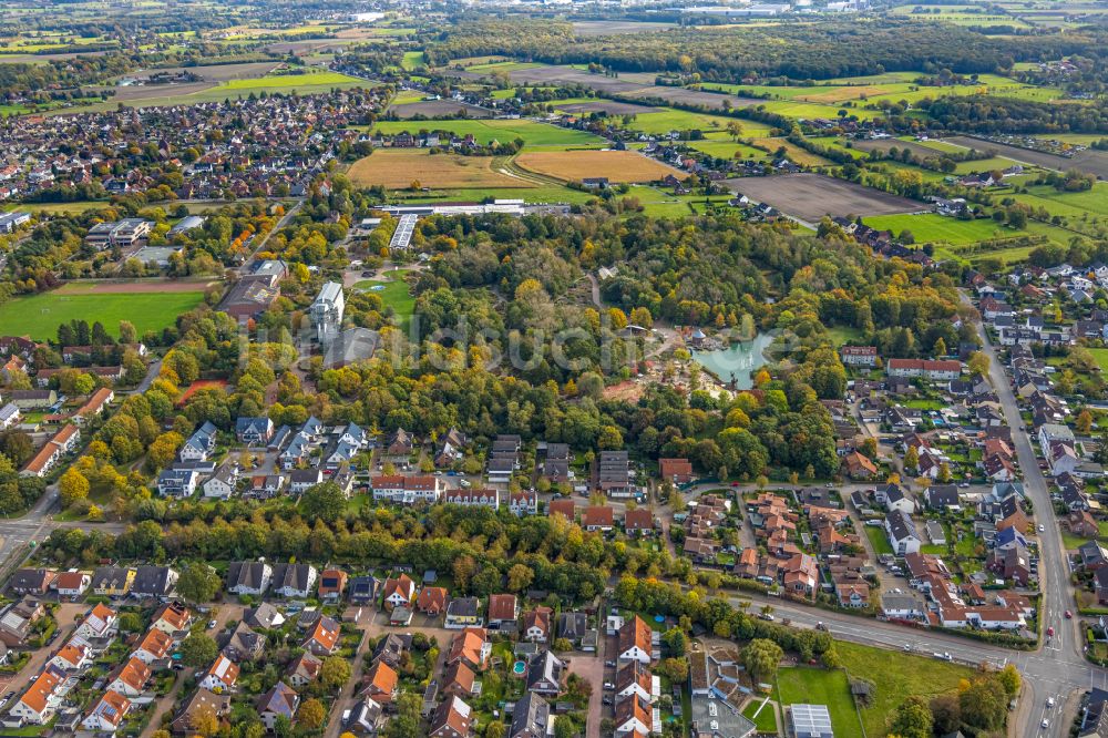 Hamm von oben - Mehrfamilienhaus- Wohnanlage Augenweide am Grenzweg in Hamm im Bundesland Nordrhein-Westfalen, Deutschland