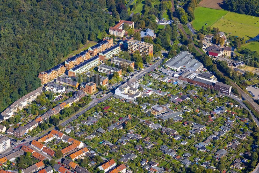 Düsseldorf von oben - Mehrfamilienhaus-Wohnanlage Gerresheimer Gärten im Ortsteil Stadtbezirk 7 in Düsseldorf im Bundesland Nordrhein-Westfalen