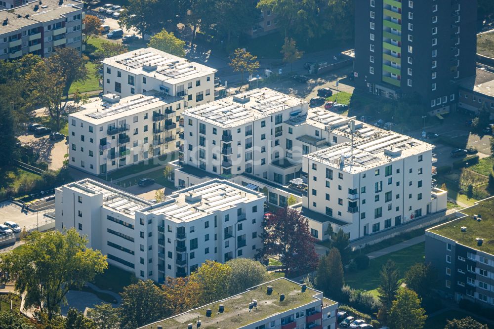 Unna von oben - Mehrfamilienhaus-Wohnanlage Parkquartier Königsborn in Unna im Bundesland Nordrhein-Westfalen, Deutschland