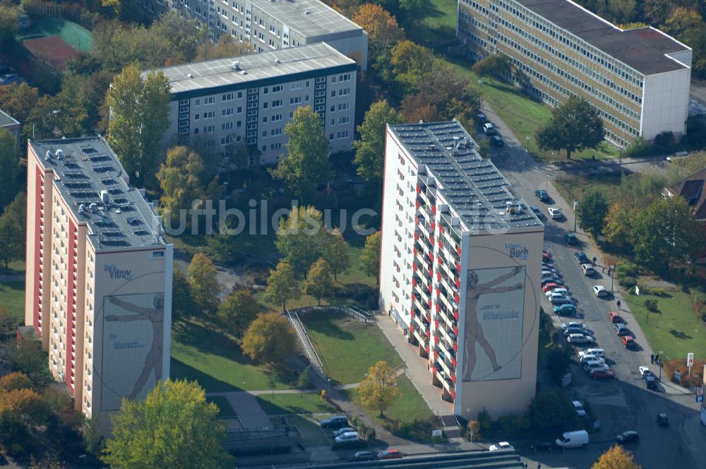 Luftaufnahme Berlin - Mehrfamilienhaus- Wohngebiete nördlich der A10 / E55 in Berlin-Buch