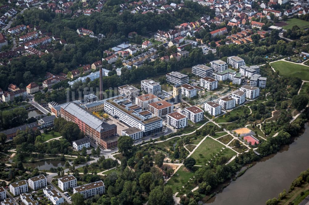 Luftbild Bamberg - Mehrfamilienhaussiedlung ALTE SPINNEREI auf der Erbainsel an der Krackhardtstraße in Bamberg im Bundesland Bayern, Deutschland