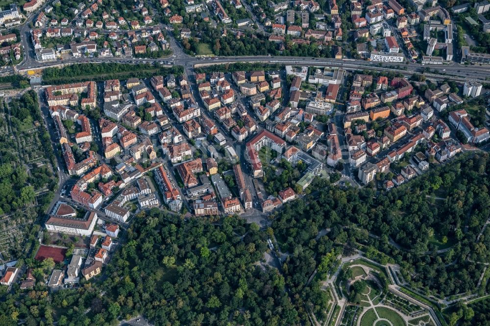 Würzburg aus der Vogelperspektive: Mehrfamilienhaussiedlung an der Annastraße in Würzburg im Bundesland Bayern, Deutschland