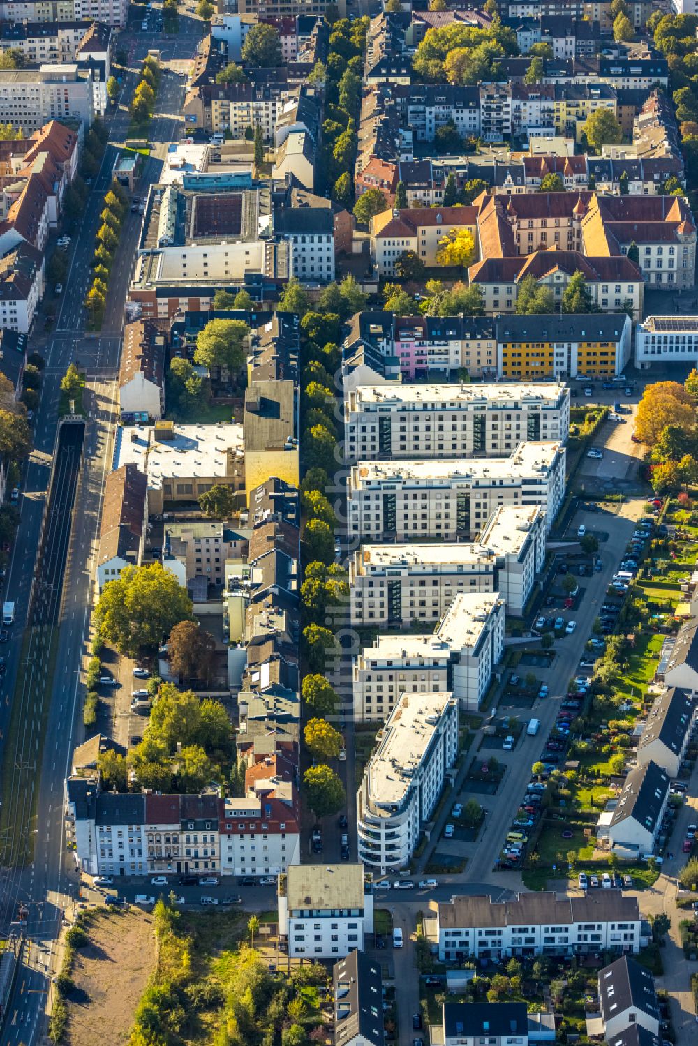 Dortmund von oben - Mehrfamilienhaussiedlung Hanseviertel Bremer Straße - Gerichtstraße in Dortmund im Bundesland Nordrhein-Westfalen, Deutschland