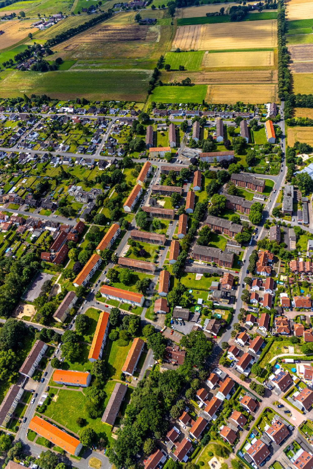 Luftbild Herringer Heide - Mehrfamilienhaussiedlung in Herringer Heide im Bundesland Nordrhein-Westfalen, Deutschland