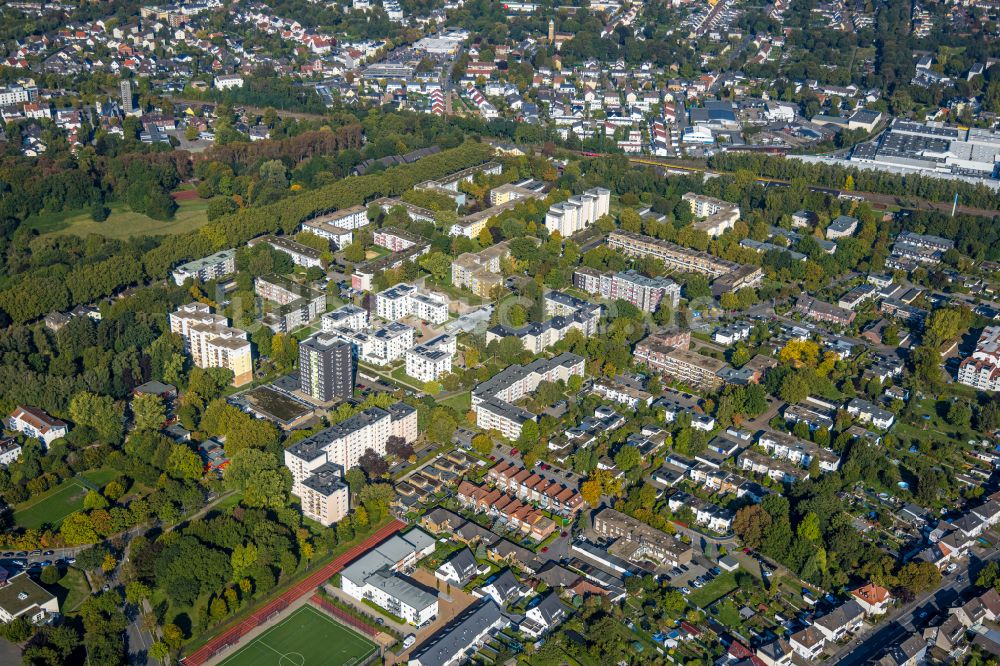 Luftaufnahme Unna - Mehrfamilienhaussiedlung im Ortsteil Alte Heide in Unna im Bundesland Nordrhein-Westfalen, Deutschland