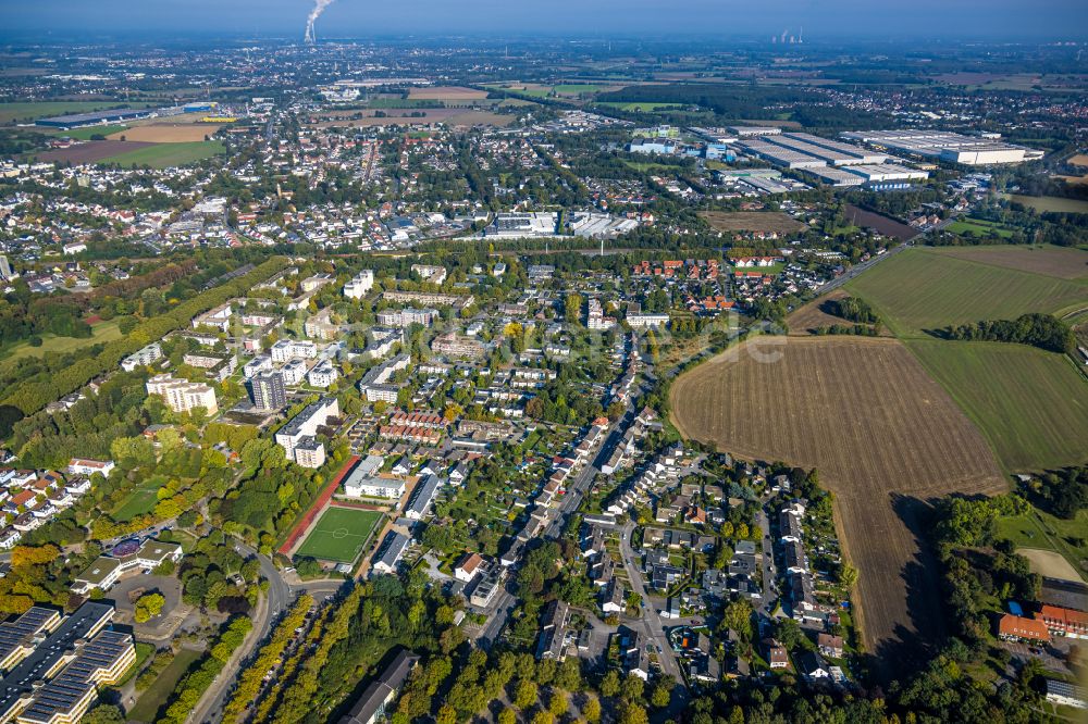 Luftaufnahme Unna - Mehrfamilienhaussiedlung im Ortsteil Alte Heide in Unna im Bundesland Nordrhein-Westfalen, Deutschland